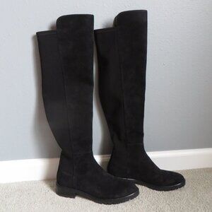Stuart Weitzman 5050 Boots Size 7.5B Black Suede Iconic Over The Knee Stretch